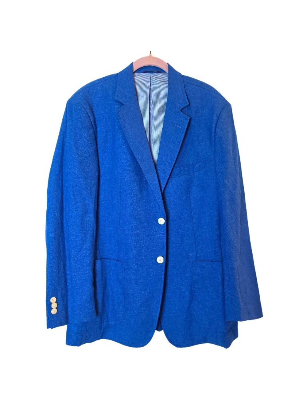 Alan Flusser Linen Blend Sport Coat Men's M Bright Blue 2 Button Blazer